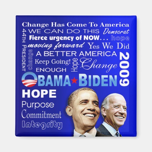 Obama Biden Collage Magnet (blått) (Framsidan)