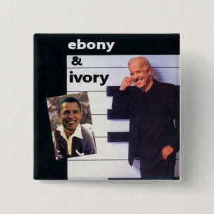 Obama/Biden ebenholtssvart elfenben kvadrerar Knapp