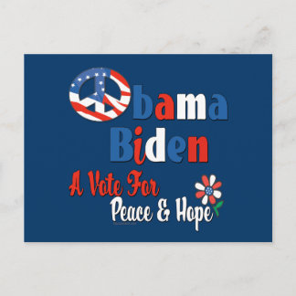 Obama Biden Peace and Hope 2008 Vykort