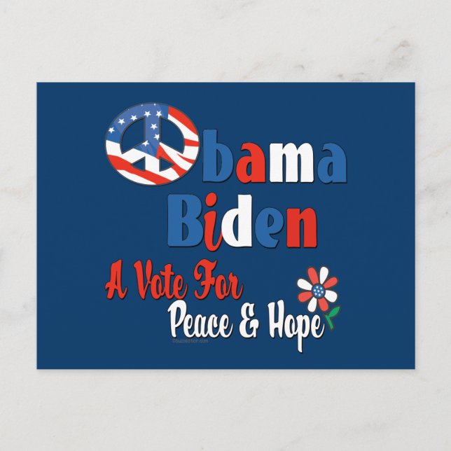 Obama Biden Peace and Hope 2008 Vykort (Framsida)
