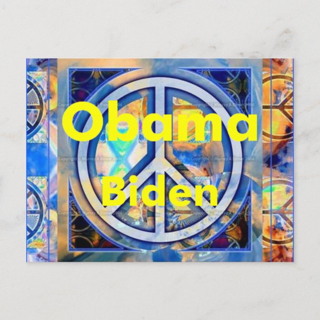 Obama Biden PEACE-vykort Vykort (Framsida)