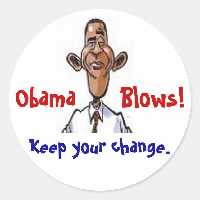 Obama Blows! Runt Klistermärke (Framsida)