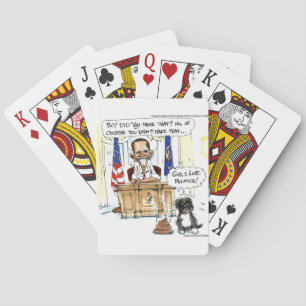 Obama & Bo Satiririska Tecknad ger Tees & Cards Spel Kort