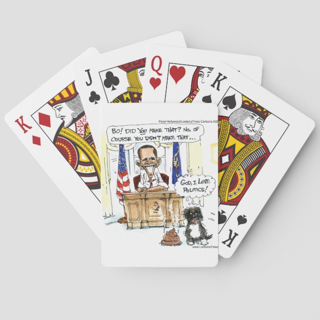 Obama & Bo Satiriska Tecknade Serier Presenter T-s Spel Kort (Baksidan)