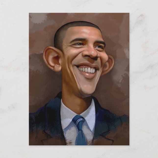 Obama Caricature Vykort (Framsida)