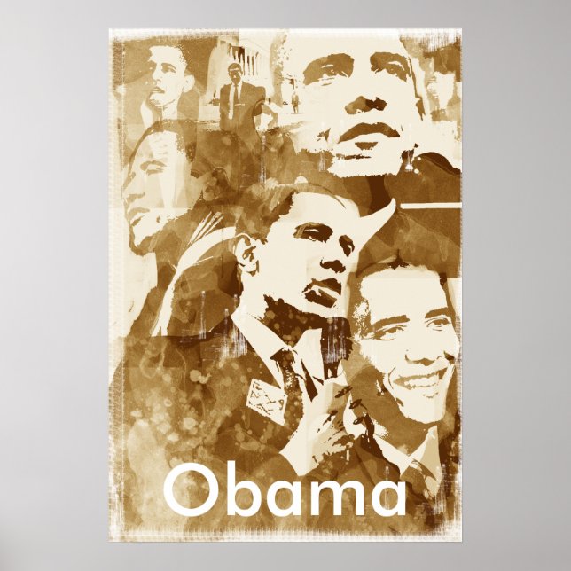 Obama Collage 2 poster (vintage färg) från akamund (Framsidan)