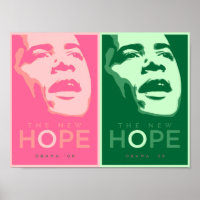 Obama - Den nya hoppets Rosa och Grönt Poster