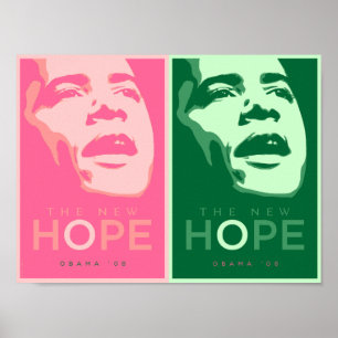Obama - Den nya hoppets Rosa och Grönt Poster