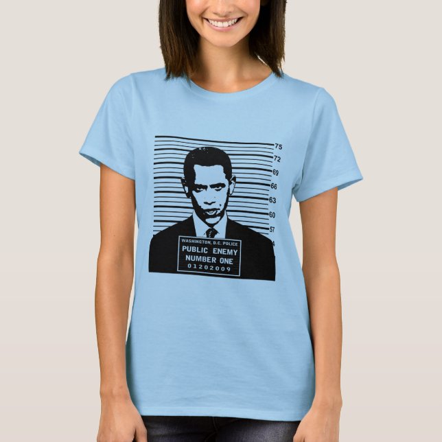Obama - den offentliga fienden numrerar en tee shirt (Framsida)