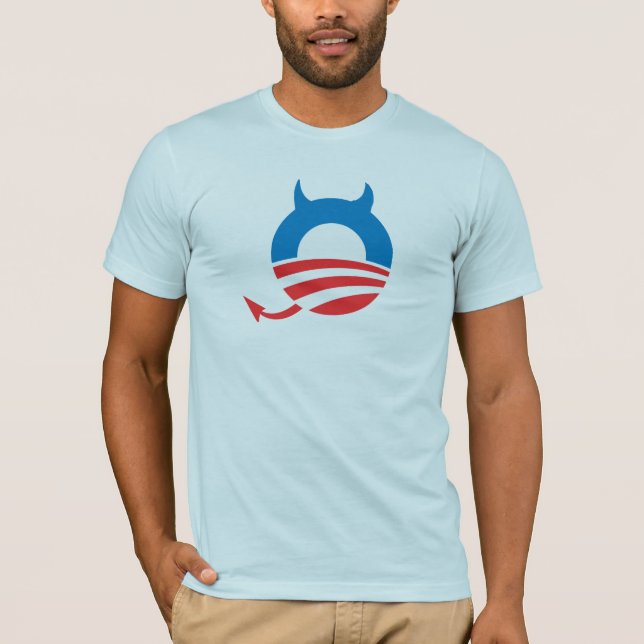 Obama djävulenblått t-shirt (Framsida)