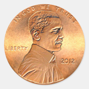 Obama encentmyntupplaga 2012 runt klistermärke