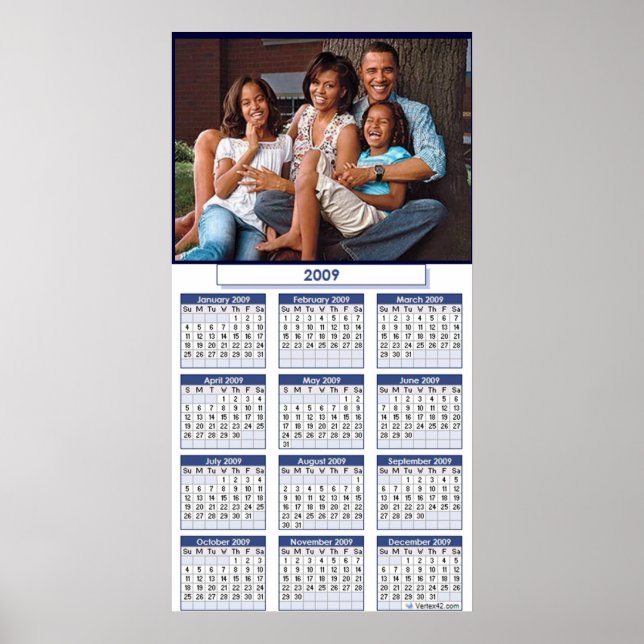 OBAMA FAMILJ KALENDER POSTER - Anpassad (Framsidan)