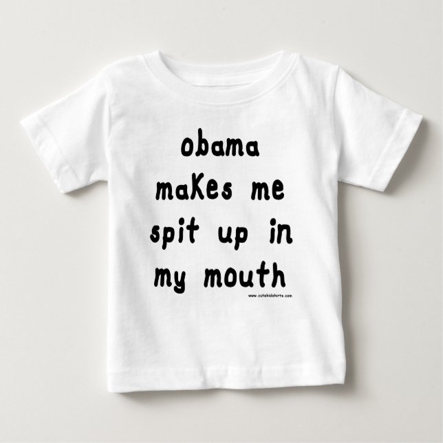 Obama får mig att spilla upp i munnen t-shirt (Framsida)