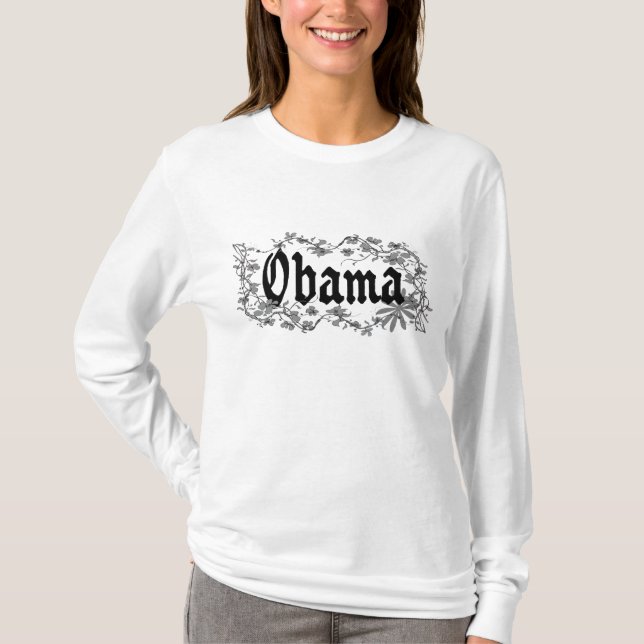 Obama Floral Gothic Damtröja T-shirt (Framsida)