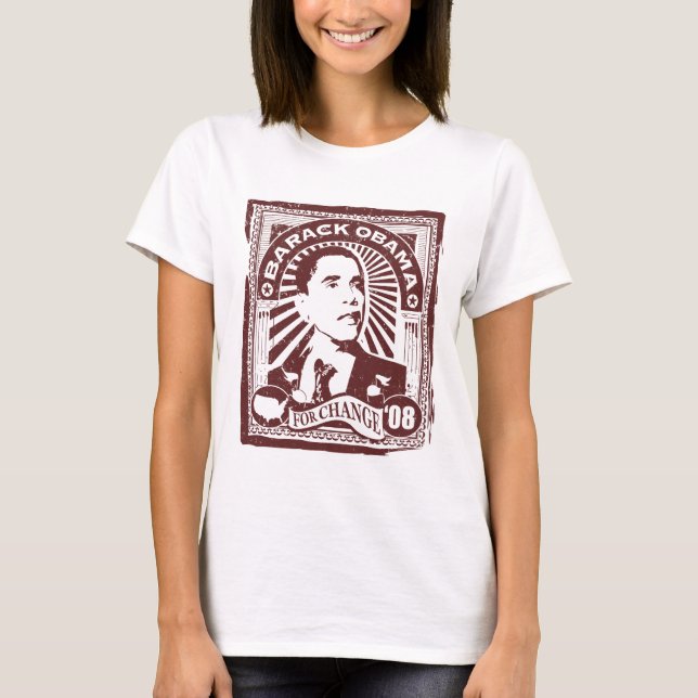 Obama Frimärke (Rosa) T Shirt (Framsida)