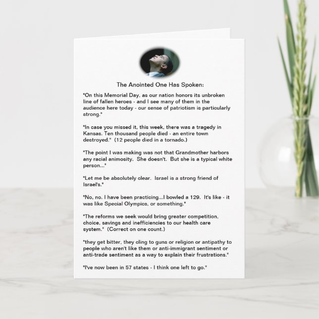 Obama gaffes - en provtagning kort (Framsida)