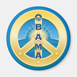 Obama GoldStar Peace Magnet, rund på blå Magnet