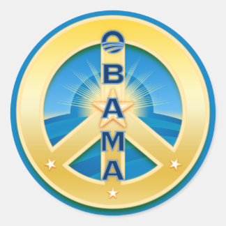 Obama GoldStar Peace Stickers, blått Runt Klistermärke