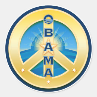 Obama GoldStar Peace Stickers, på vita Runt Klistermärke