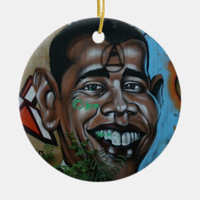 Obama grafitti julgransprydnad keramik (Framsidan)