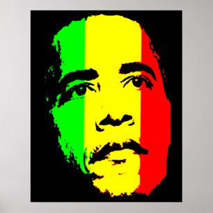 Obama grönt guld och röd ansikteaffisch poster