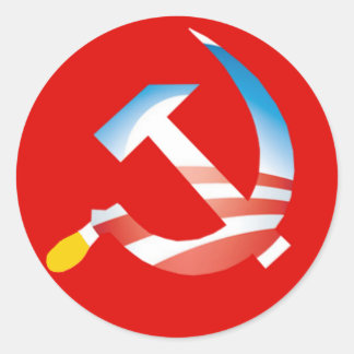 Obama Hammer och Sickle Sticker Runt Klistermärke