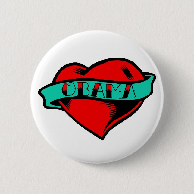 Obama Heart Tattoo Knapp (Framsida)