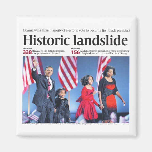 Obama: Historic Landglid Magnet (Framsidan)