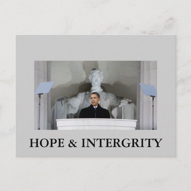 OBAMA HOPE & INTERGRITY POSTCARD VYKORT (Framsida)
