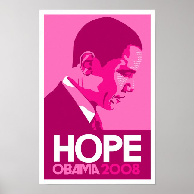 Obama - Hoppet Mörk Rosa Poster (Framsidan)