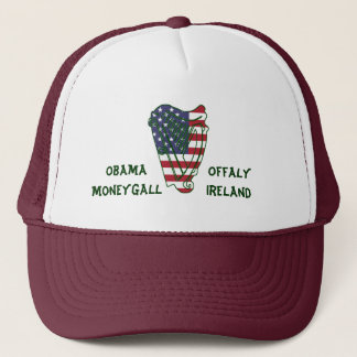 Obama i den Offaly US flagga på den irländska Keps