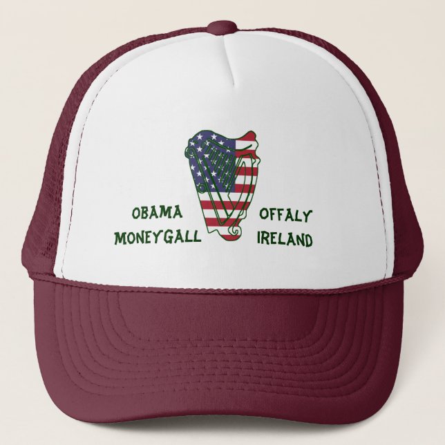 Obama i den Offaly US flagga på den irländska Keps (Framsida)