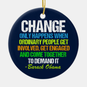 Obama inspiration, ändring av citattecken för Tal Julgransprydnad Keramik