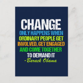 Obama Inspirational Tal Citote Change Politik Vykort