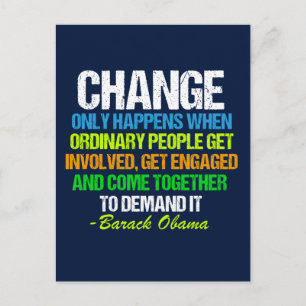 Obama Inspirational Tal Citote Change Politik Vykort