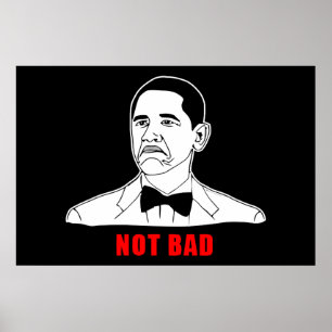 Obama, inte dålig minnesrasa ansikte tecknad poster