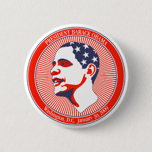 Obama invigning i röd vit och blått knapp