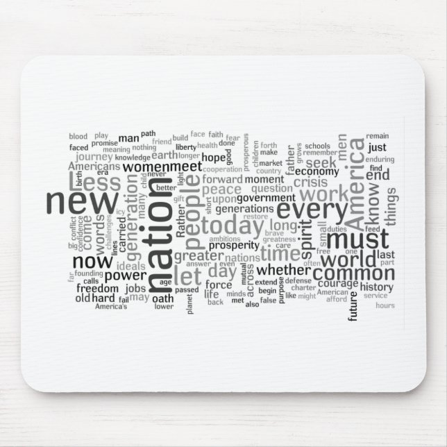 Obama invigningtal Tagcloud Mousepad Musmatta (Framsidan)