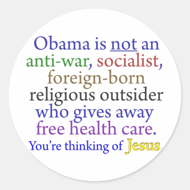 Obama & Jesus Runt Klistermärke (Framsida)