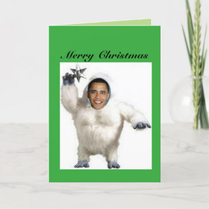 Obama-kapabelt julkort i Snögubbe Helgkort