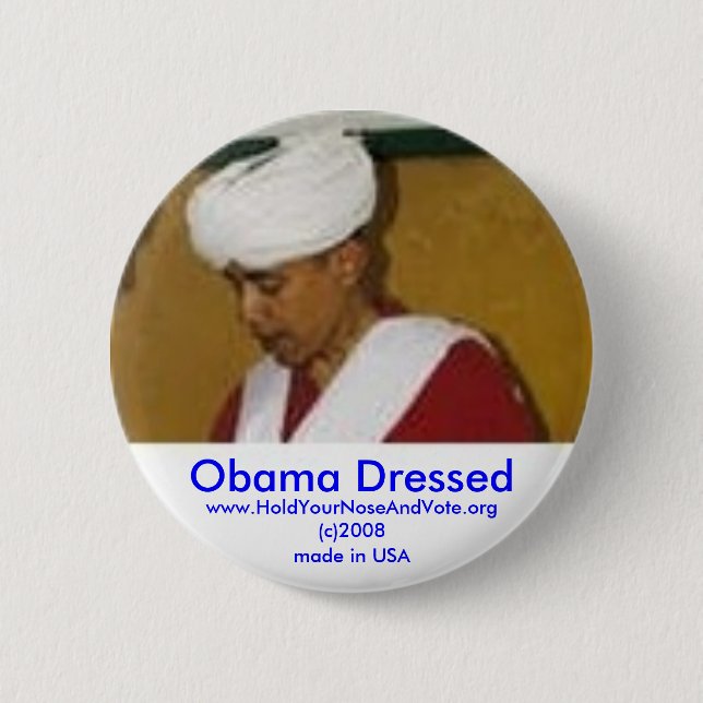 Obama klädde, www.HoldYourNose.org Knapp (Framsida)