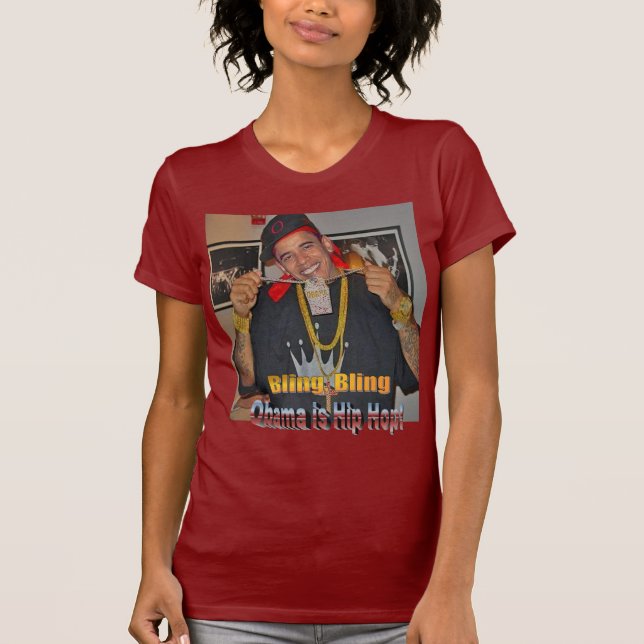 Obama kvinna hip hop tee shirt (Framsida)