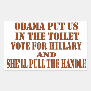 OBAMA LADE IN OSS I TOILET, OMRÖSTNING FÖR HILLARY REKTANGULÄRT KLISTERMÄRKE