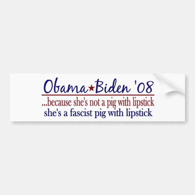 Obama läppstift på en gris bildekal (Framsidan)