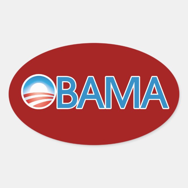 Obama Logotyp Ovalt Klistermärke (Framsida)