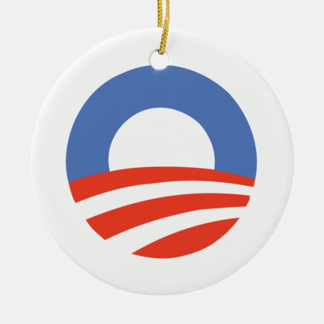 Obama logotyp - prydnad julgransprydnad keramik (Framsidan)