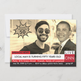 Obama Manar Funny TV News 50:e födelsedagen Inbjudningar