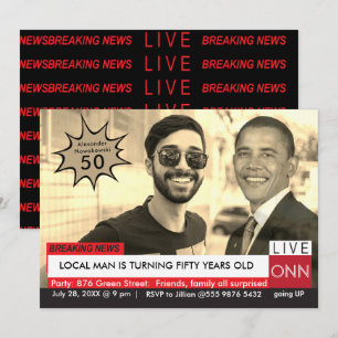 Obama Manar Funny TV News 50:e födelsedagen Inbjudningar