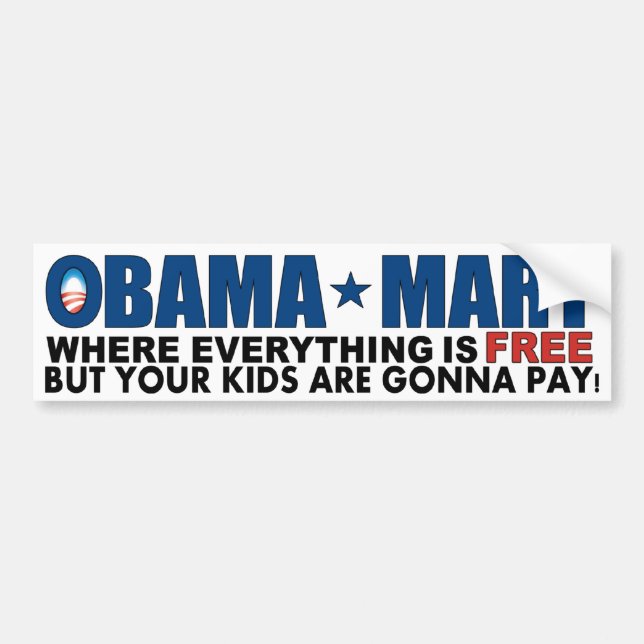 Obama Mart - var allt är fritt! Bildekal (Framsidan)
