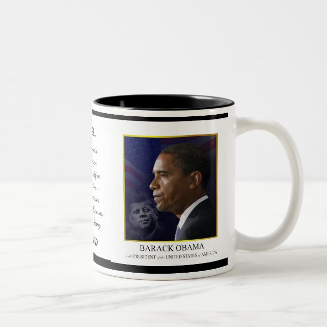 Obama med JFK - Kaffe Mugg - Anpassad (Höger)